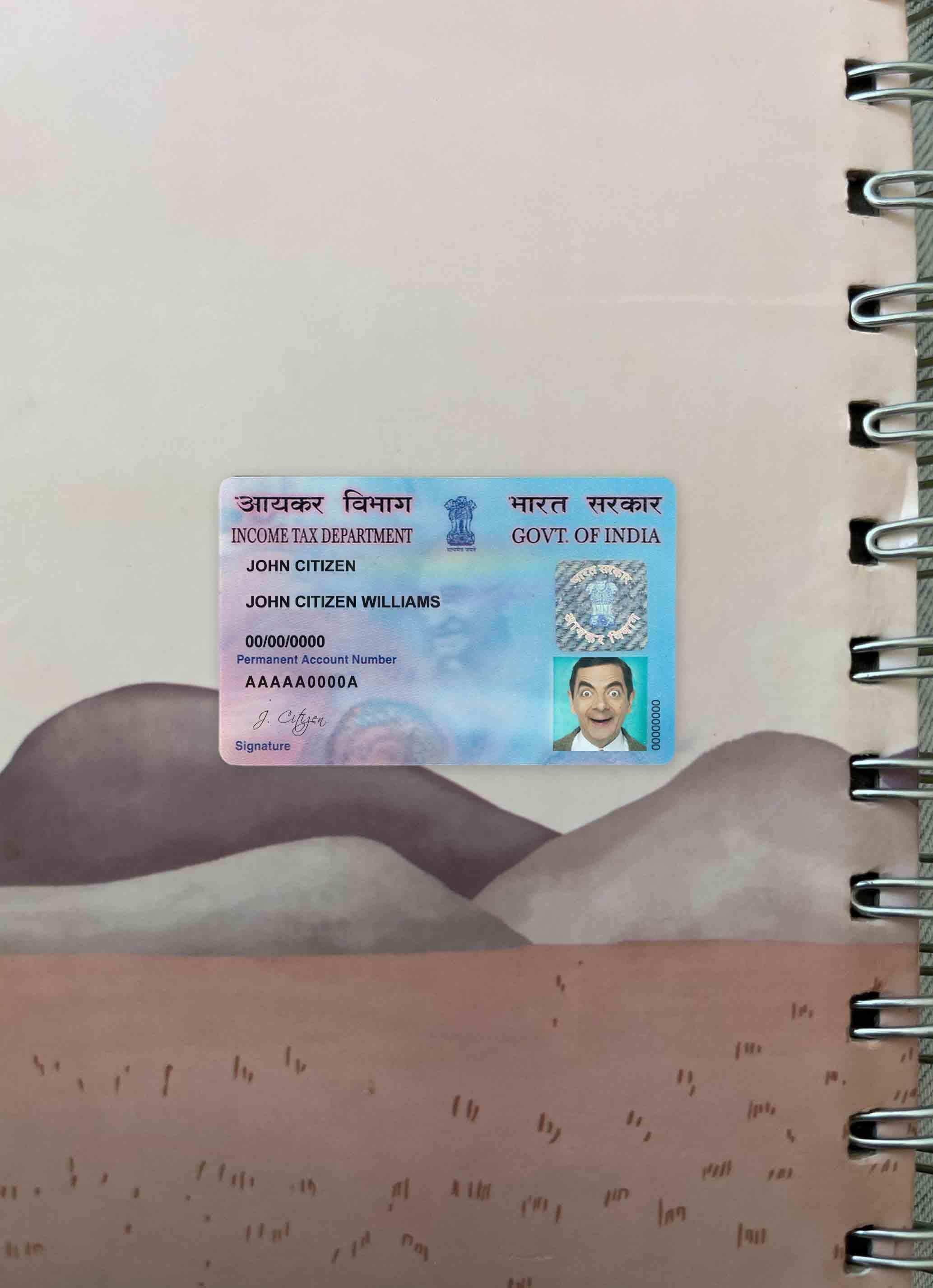 Printable India e PAN card photolook sample